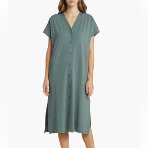 Masi Copenhagen Odera Green Teal Button-Up Midi Shift Dress
